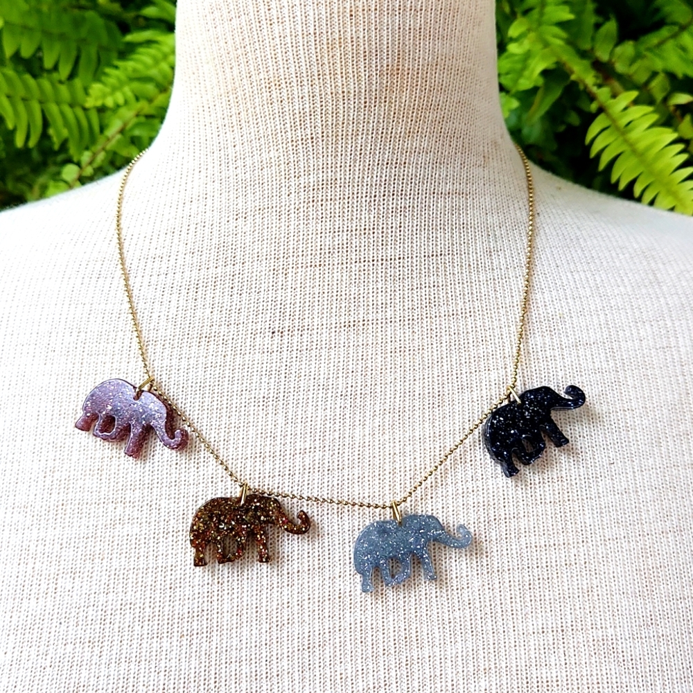 J. Crew Crewcuts Elephants Glitter Necklace